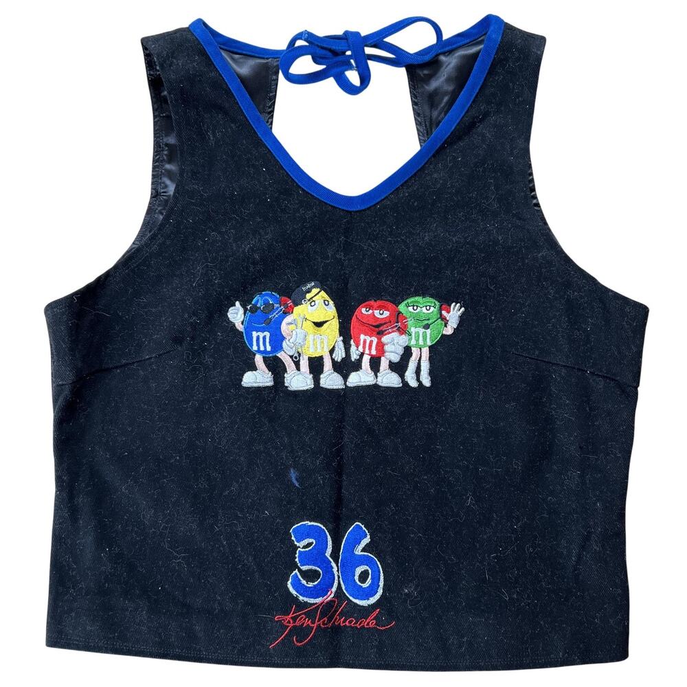 Tank Cropped Womens 2XL Black JH Design Embroidered Zipper M&M Ken Schrader